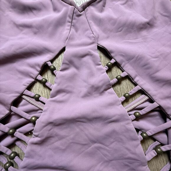 MARA HOFFMAN Lattice Maillot Braided Bead Cutout Pink Swimsuit One-Piece Small - Picture 6 of 11